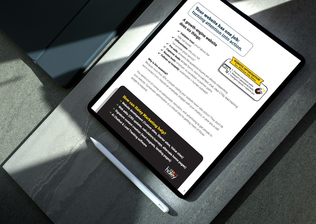 iPad displaying a digital staffing marketing guide